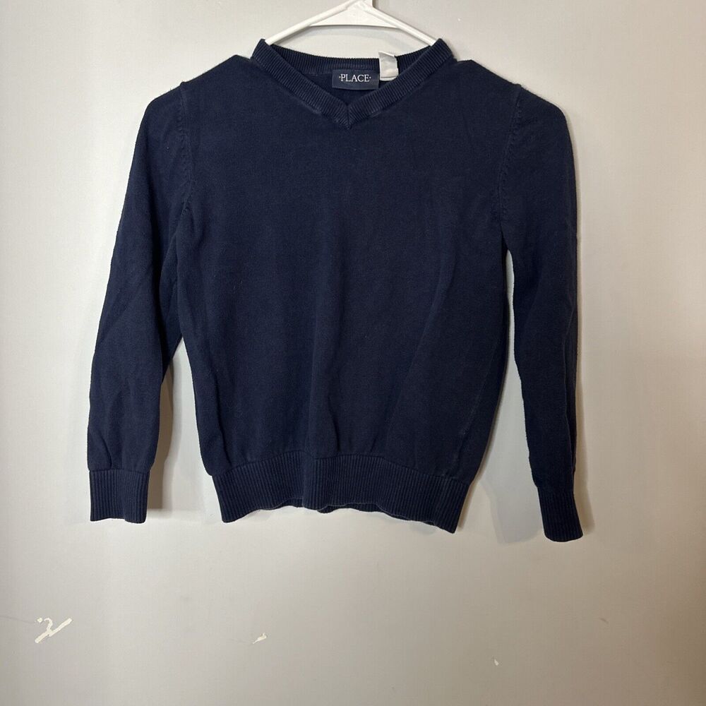 Childrens Place Sweater Boys Size 7/8 M Navy Long Sleeve V-Neck School Uniform